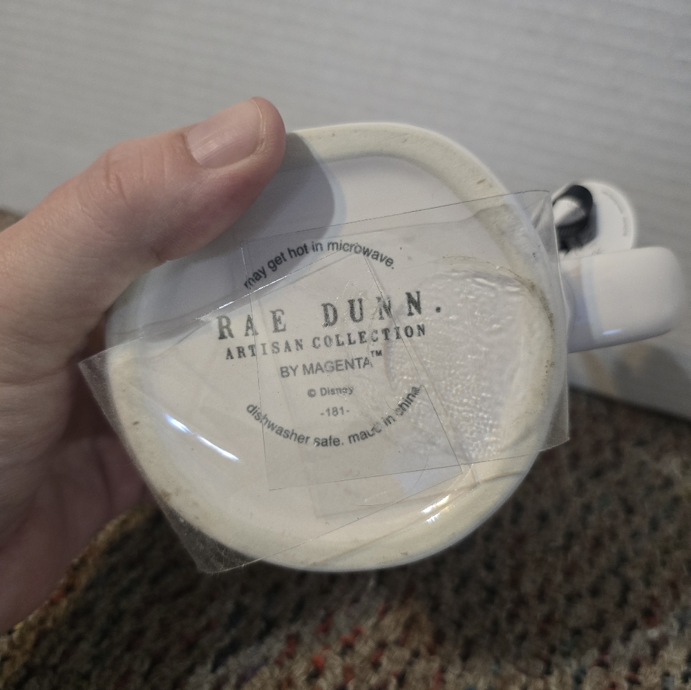 Rae Dunn White Beauty & The Beast Coffee Mug w/ Red Rose Lid Disney Princess NWT - Picture 5 of 5
